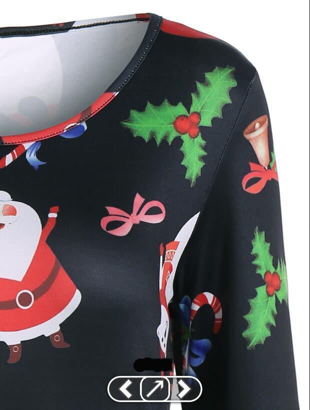 Christmas Fashion Santa Printed Winter Dresses For Women