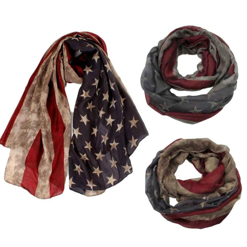 Flag Design Rectangle Top Quality Elegant Cotton Scarves For Women