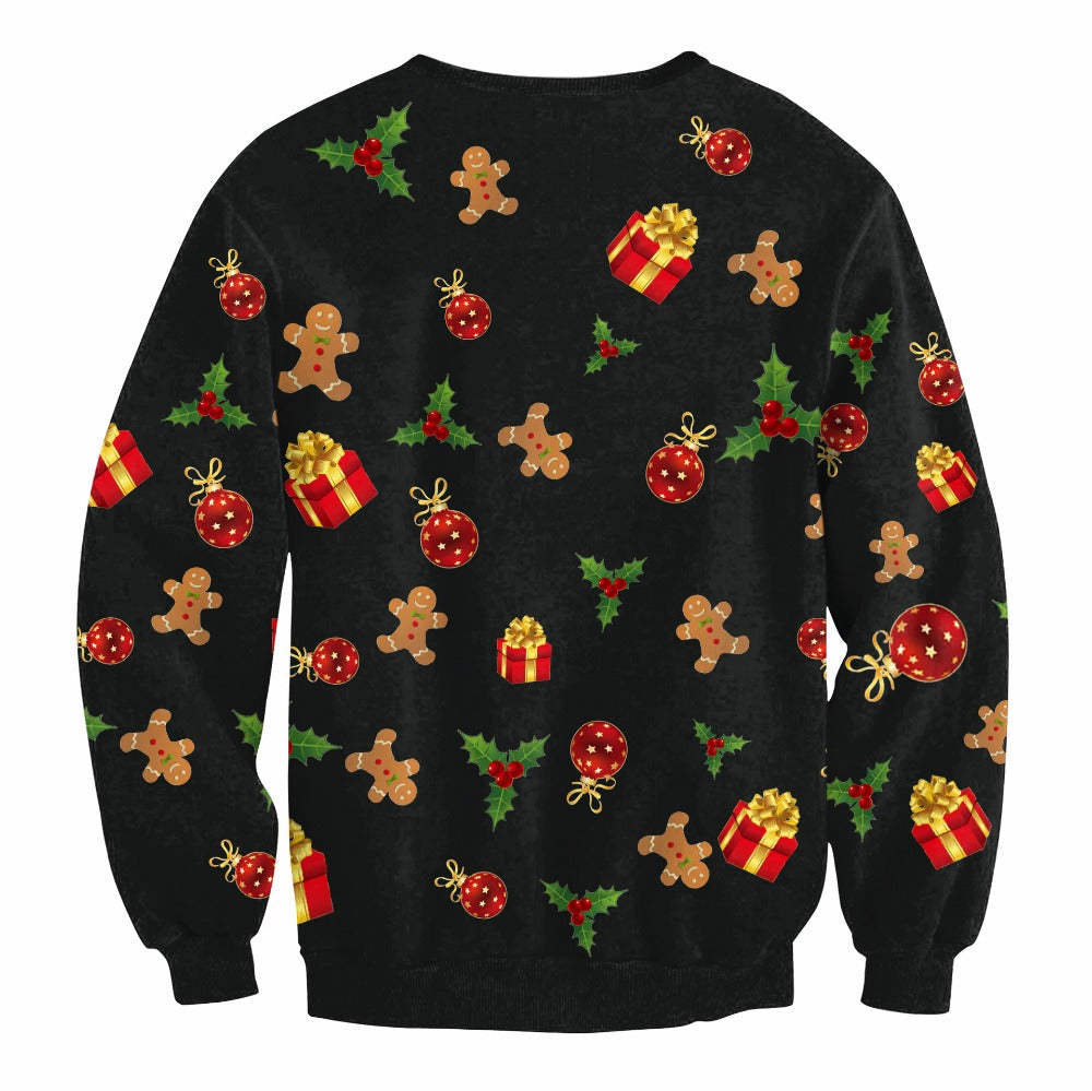 Christmas Pattern Print Pullover w-Sweater