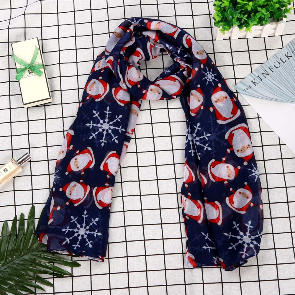 Merry Christmas Printed Snowflake Satin-Silk Square Scarves For Women