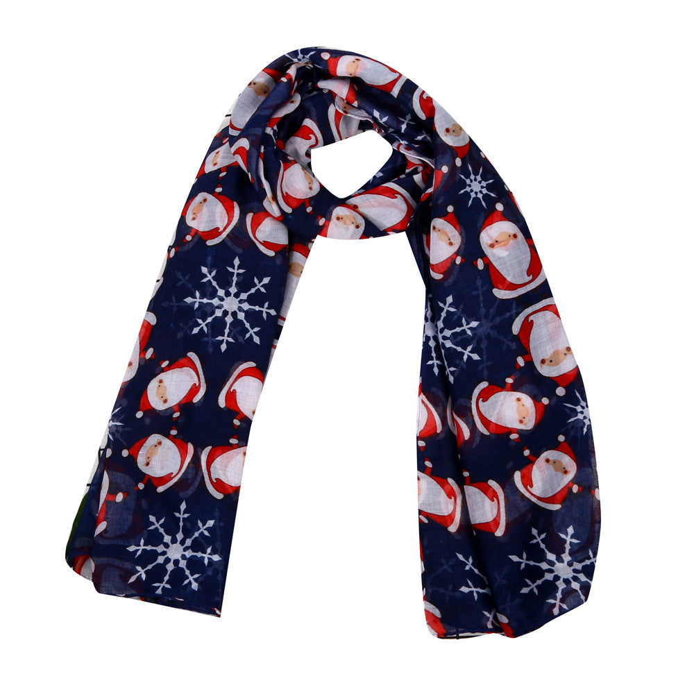 Merry Christmas Printed Snowflake Satin-Silk Square Scarves For Women