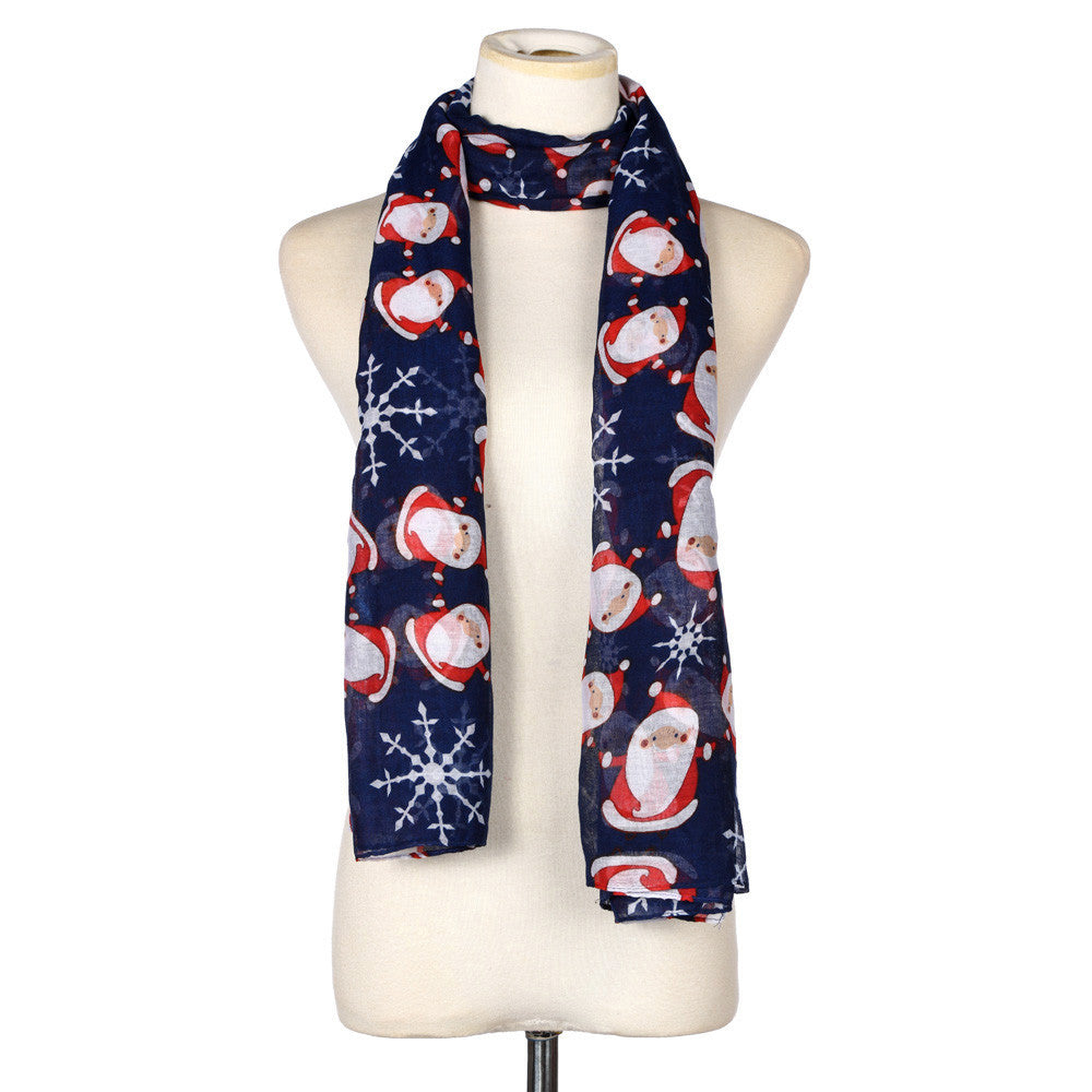 Merry Christmas Printed Snowflake Satin-Silk Square Scarves For Women