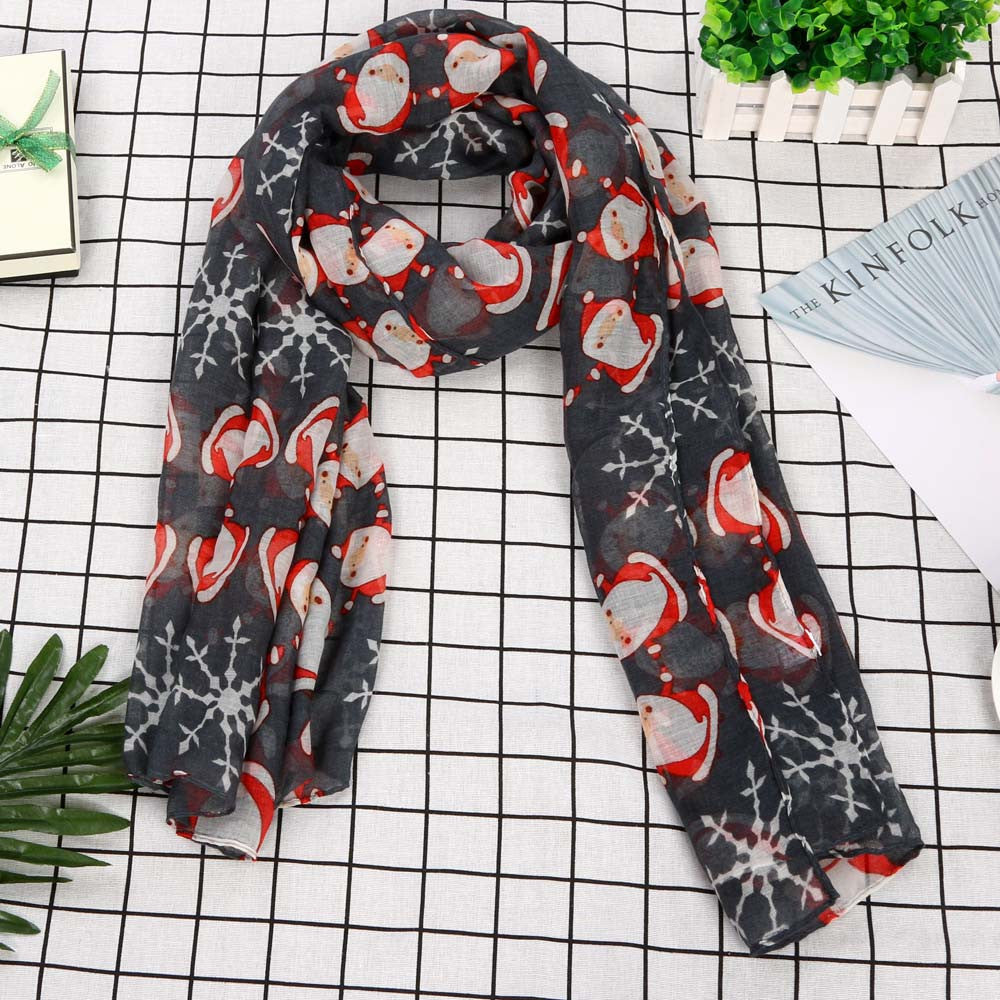 Merry Christmas Printed Snowflake Satin-Silk Square Scarves For Women