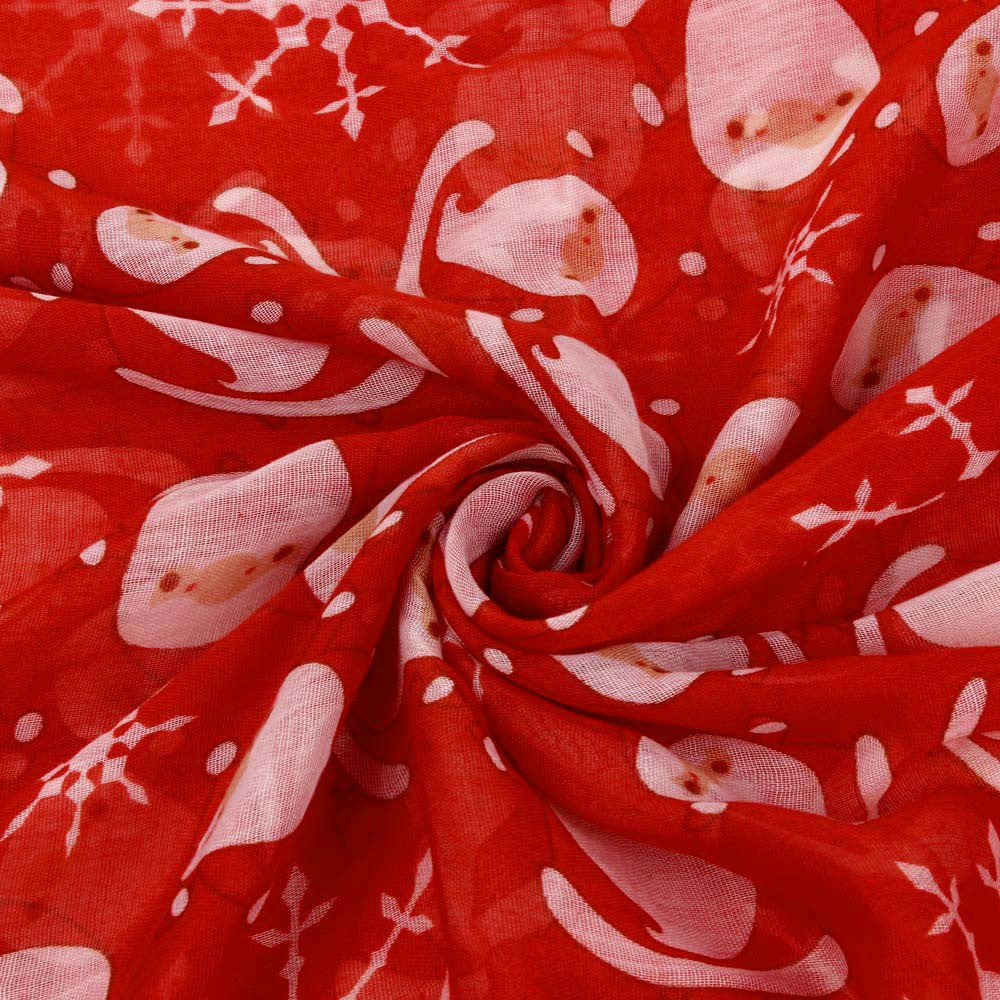 Merry Christmas Printed Snowflake Satin-Silk Square Scarves For Women