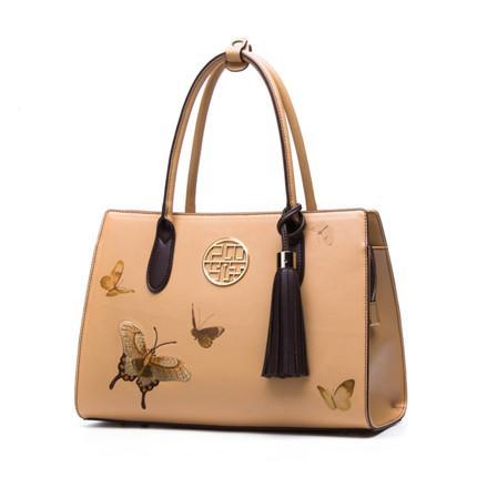 Butterfly Pattern Genuine Leather Handbags Tote bws