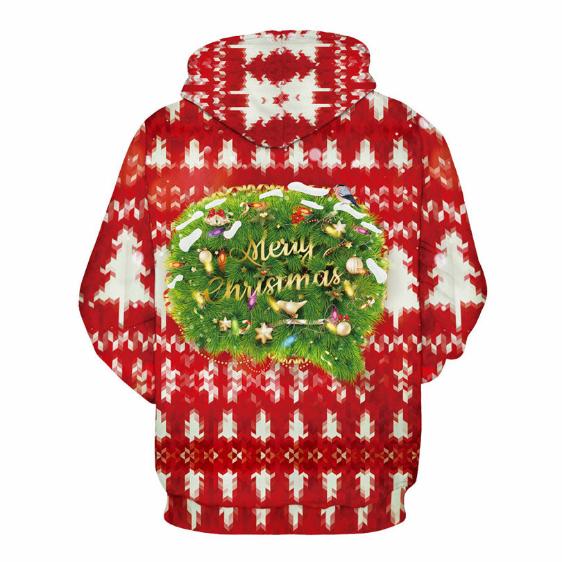Red Funny Christmas Tree Sweatshirts 3D Printed Pullovers Unisex Sweater