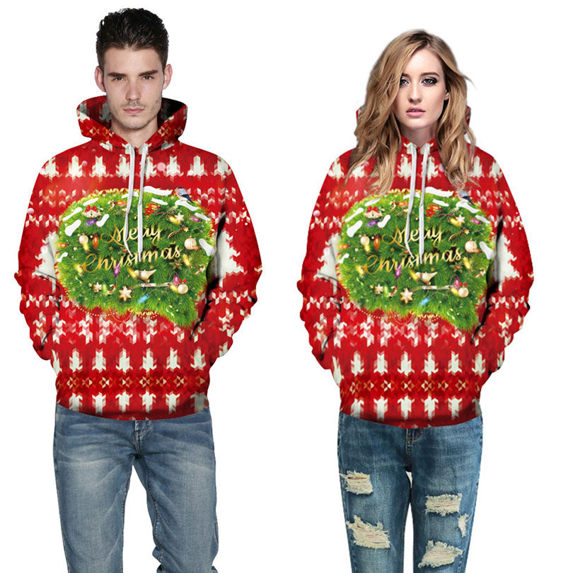 Red Funny Christmas Tree Sweatshirts 3D Printed Pullovers Unisex Sweater