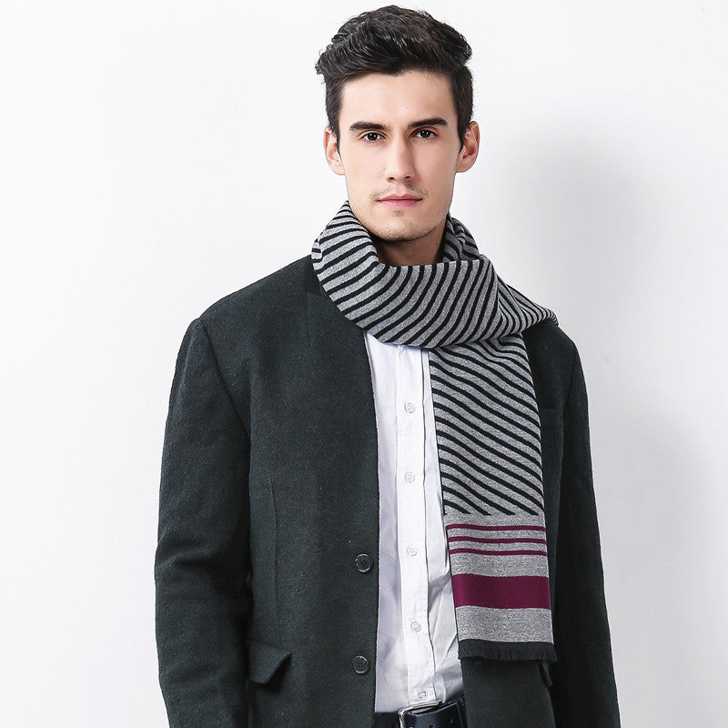 Striped Cashmere Soft Business Casual Warm Scarves For Men