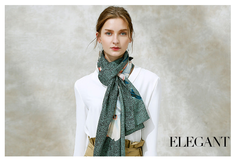 Floral Design 100% Wool Winter Long Scarves
