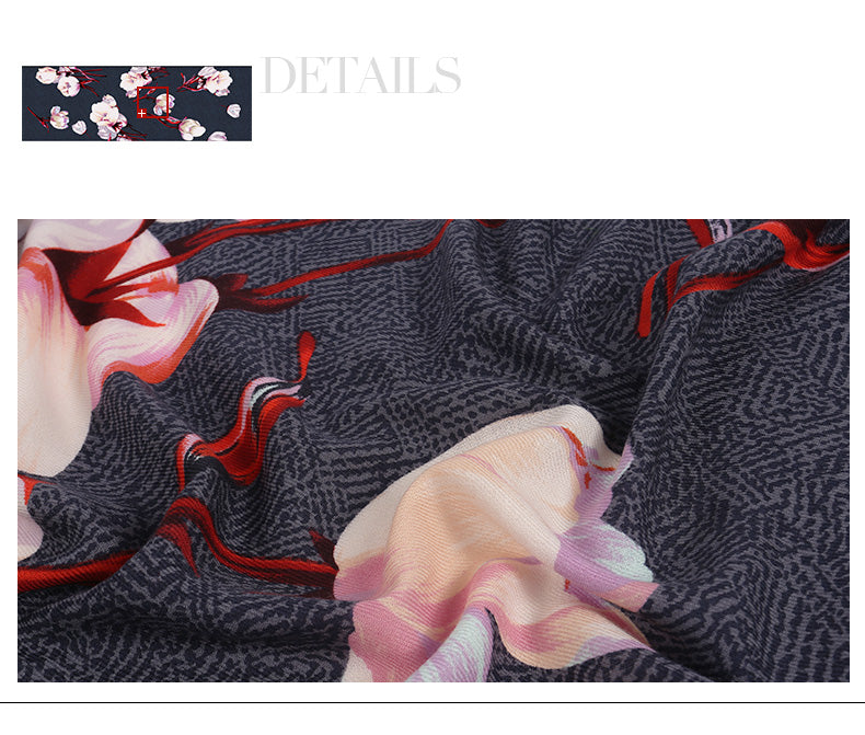 Floral Design 100% Wool Winter Long Scarves