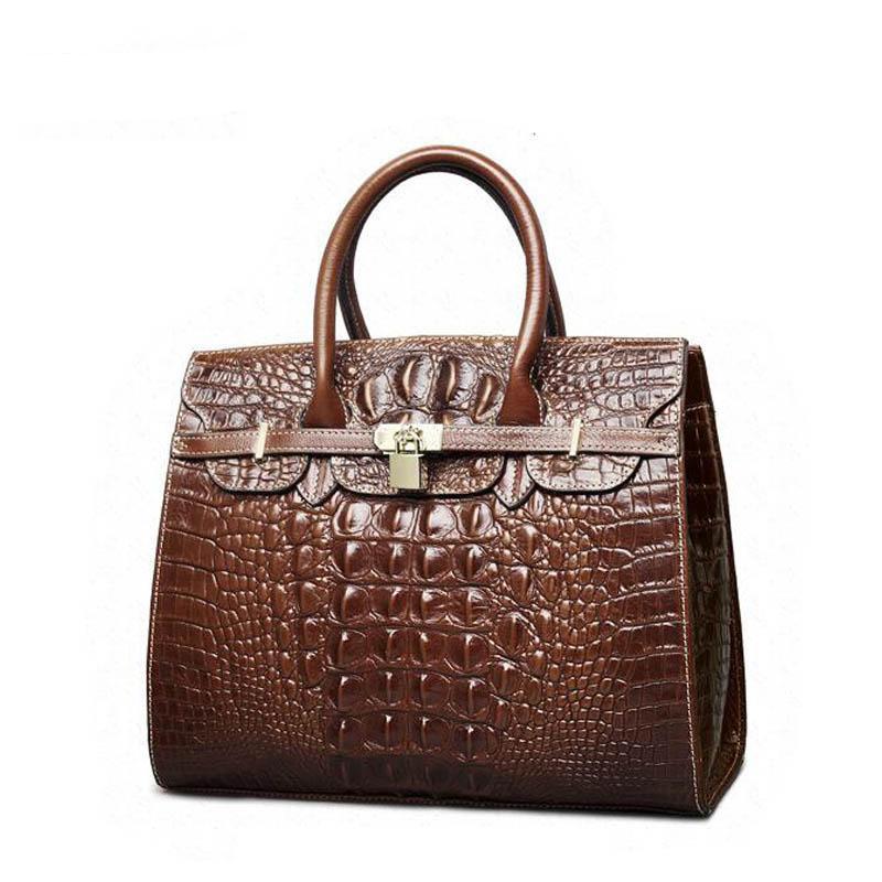 Elegant Genuine Leather Crocodile Pattern Top Quality Luxury Handbags