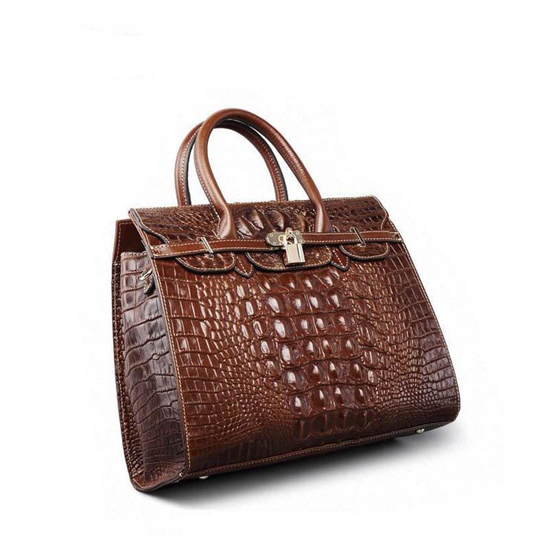 Elegant Genuine Leather Crocodile Pattern Top Quality Luxury Handbags