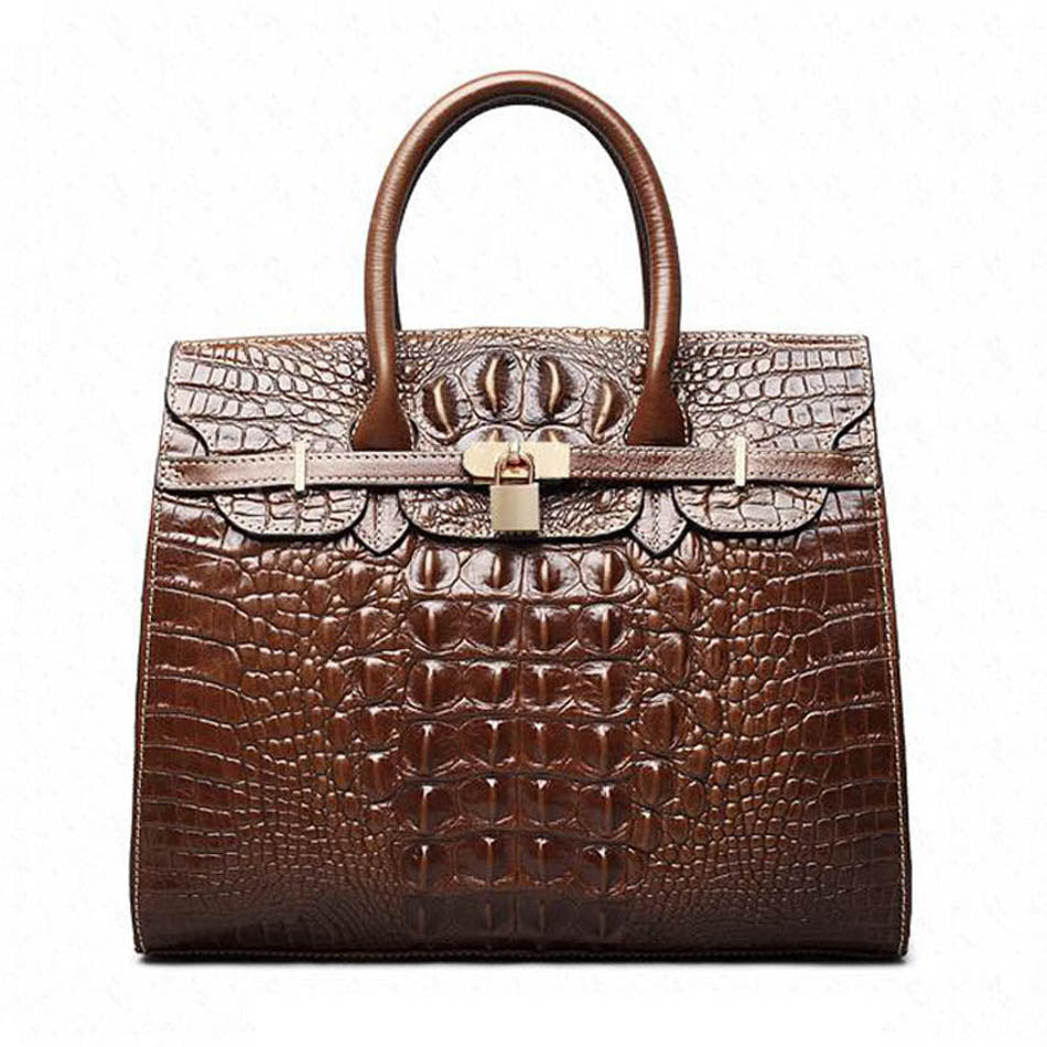 Elegant Genuine Leather Crocodile Pattern Top Quality Luxury Handbags