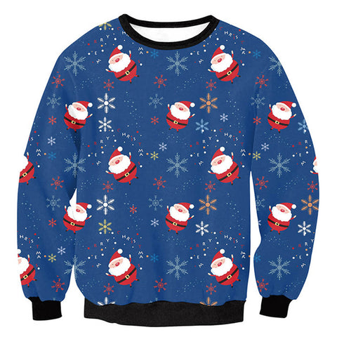 Christmas Santa Claus Printed Loose Unisex Sweater