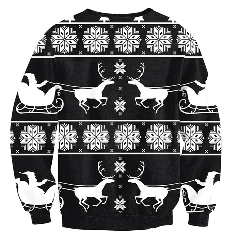 Christmas Santa Claus Printed Loose Unisex Sweater