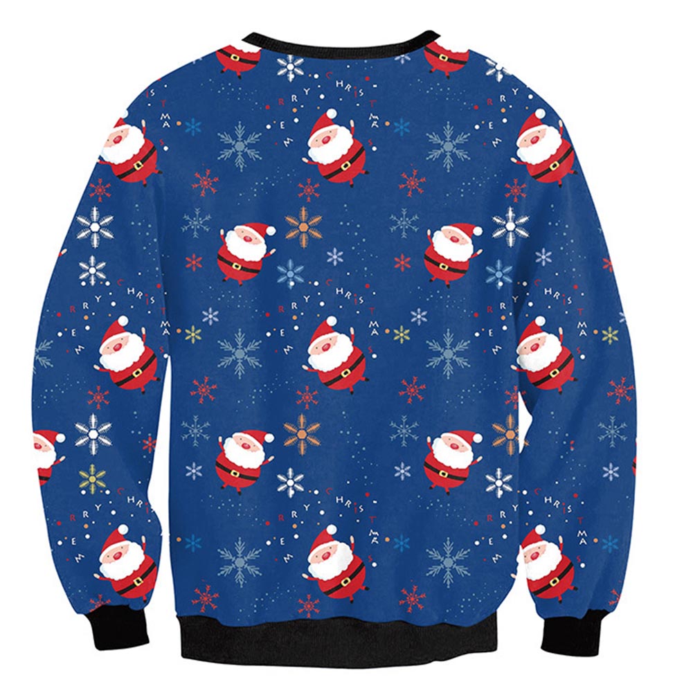Christmas Santa Claus Printed Loose Unisex Sweater