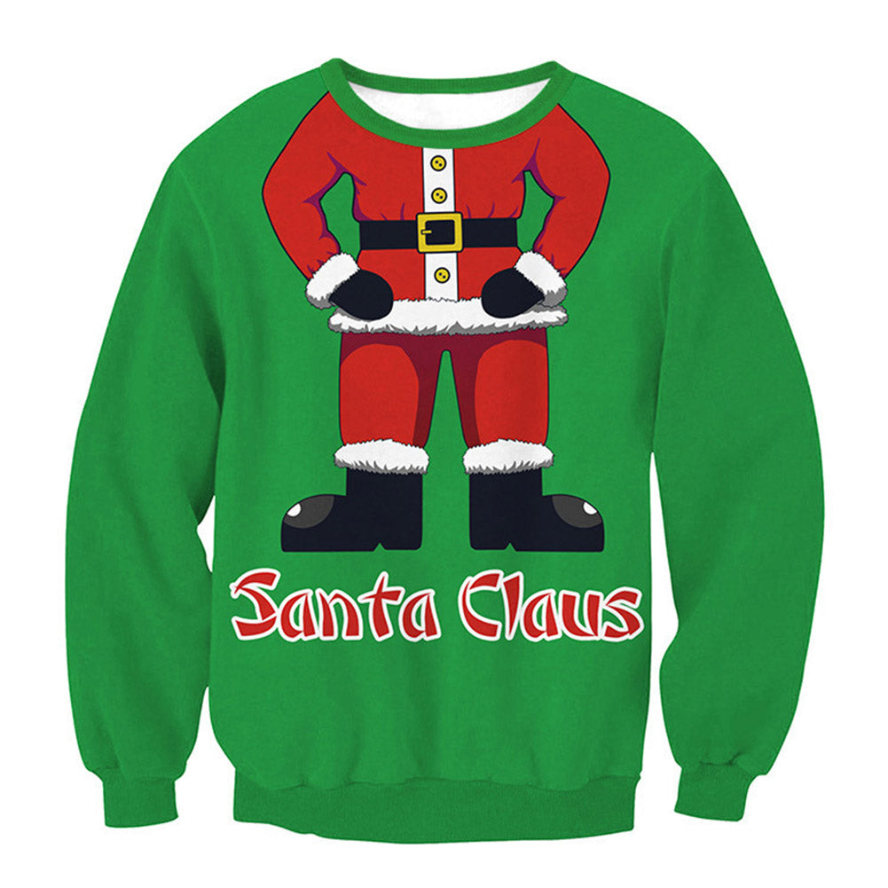 Santa Christmas Printed Sweatershirt Sweaters for Women