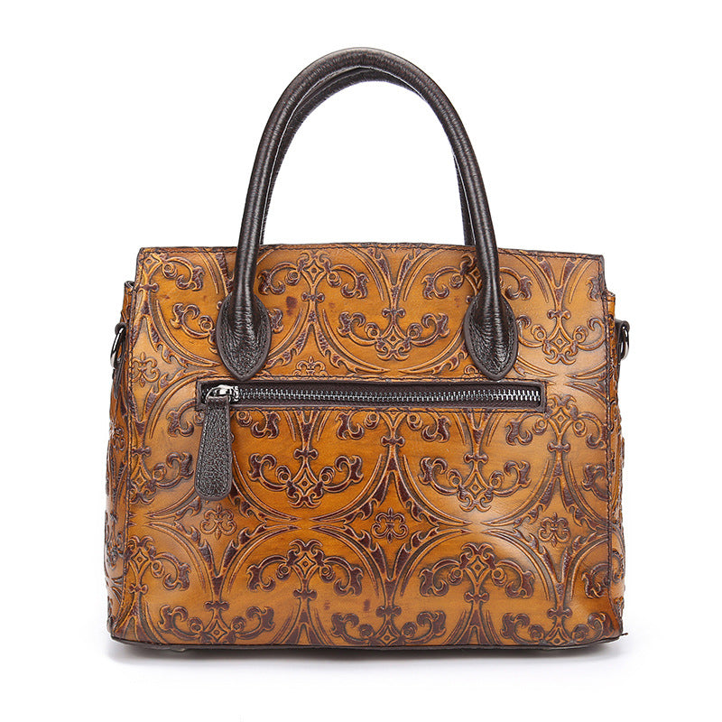 High Quality Genuine Leather Tote Classic Embossed Handbag bws