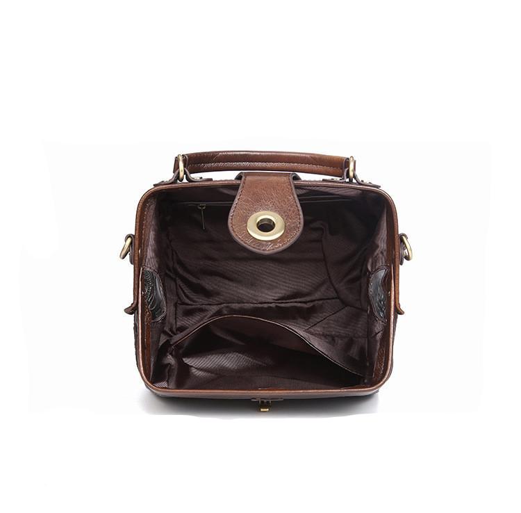 Genuine Leather Vintage Embossed Pattern Designer Handbag bws