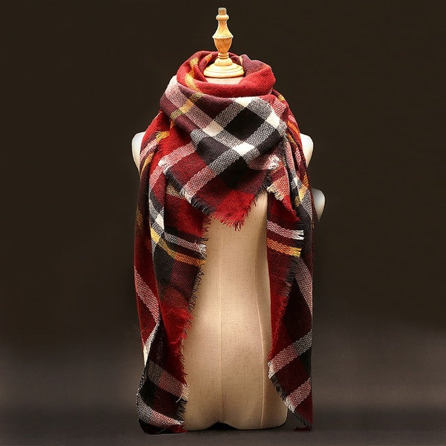 Plaid Pashmina Shawls Cashmere & Wool Scarves For Women