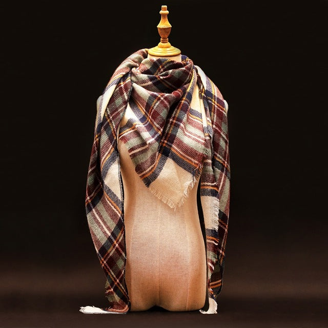 Plaid Pashmina Shawls Cashmere & Wool Scarves For Women