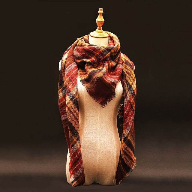 Plaid Pashmina Shawls Cashmere & Wool Scarves For Women