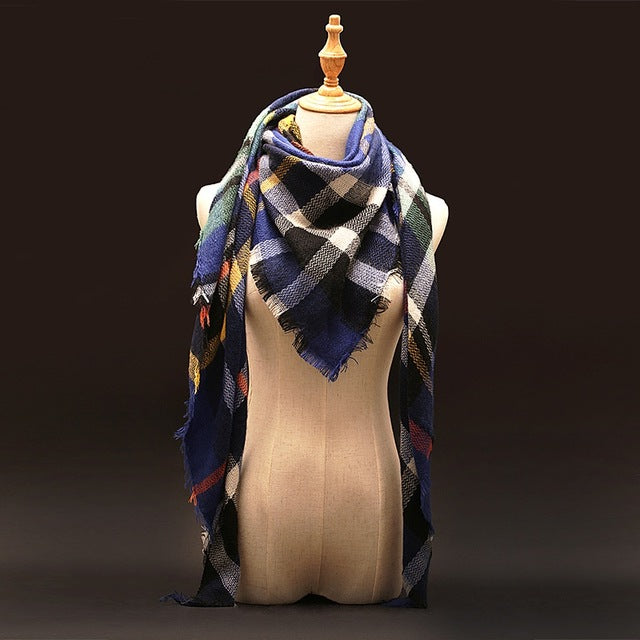 Plaid Pashmina Shawls Cashmere & Wool Scarves For Women