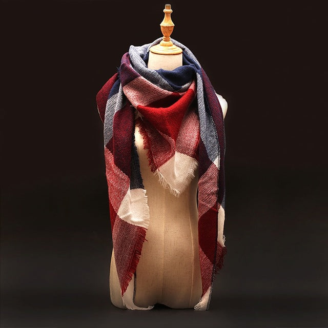 Plaid Pashmina Shawls Cashmere & Wool Scarves For Women