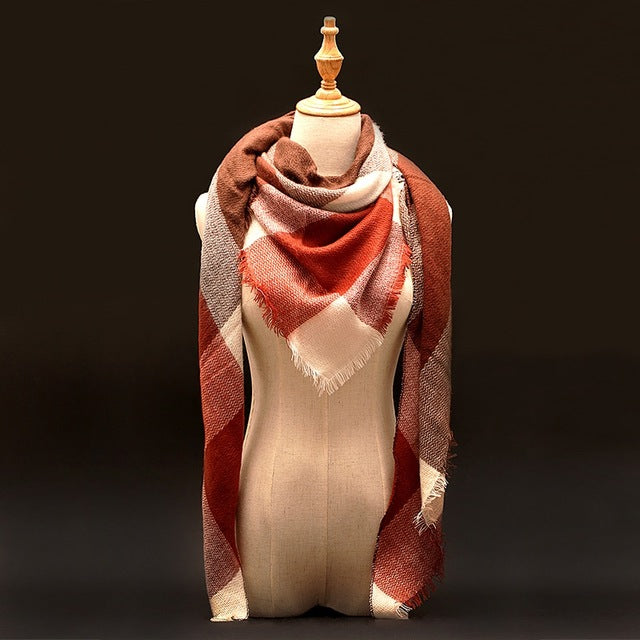 Plaid Pashmina Shawls Cashmere & Wool Scarves For Women