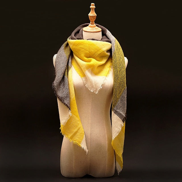 Plaid Pashmina Shawls Cashmere & Wool Scarves For Women