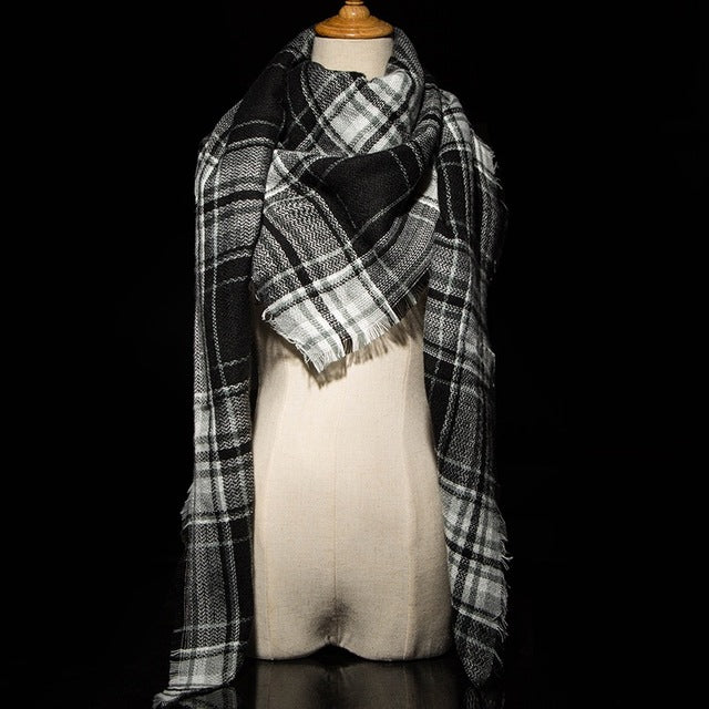 Plaid Pashmina Shawls Cashmere & Wool Scarves For Women