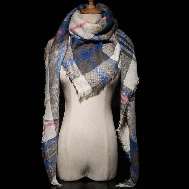 Plaid Pashmina Shawls Cashmere & Wool Scarves For Women