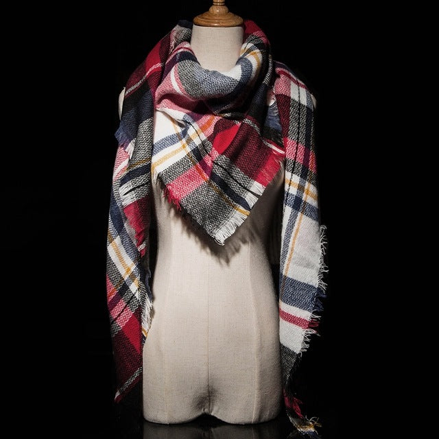 Plaid Pashmina Shawls Cashmere & Wool Scarves For Women