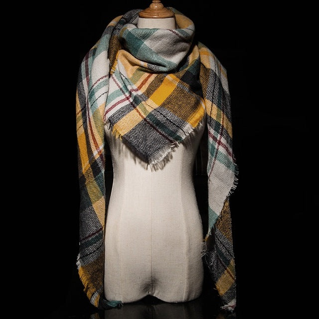 Plaid Pashmina Shawls Cashmere & Wool Scarves For Women