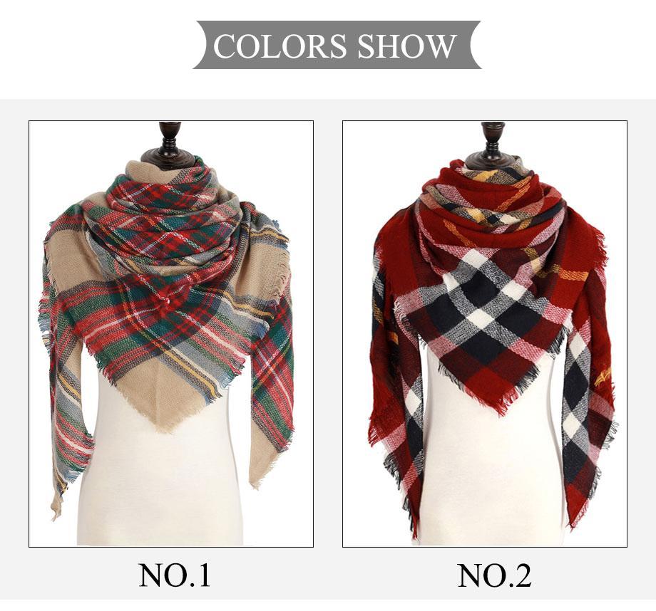 Plaid Pashmina Shawls Cashmere & Wool Scarves For Women