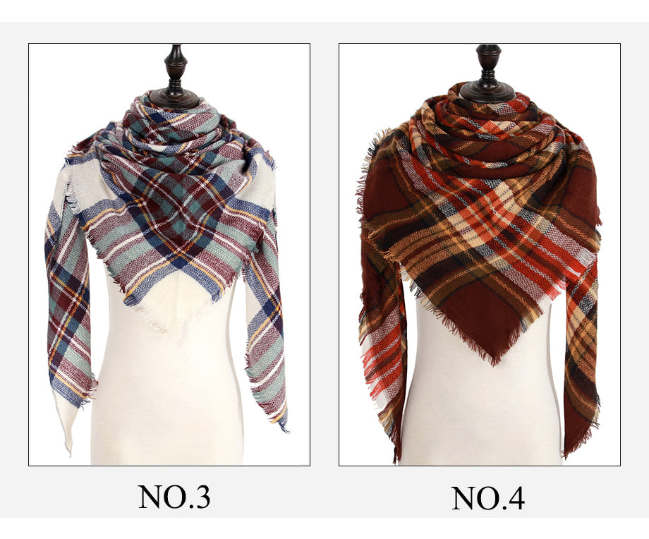 Plaid Pashmina Shawls Cashmere & Wool Scarves For Women