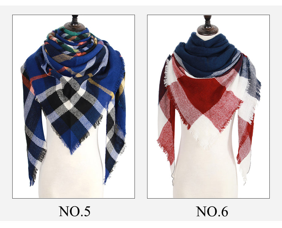 Plaid Pashmina Shawls Cashmere & Wool Scarves For Women