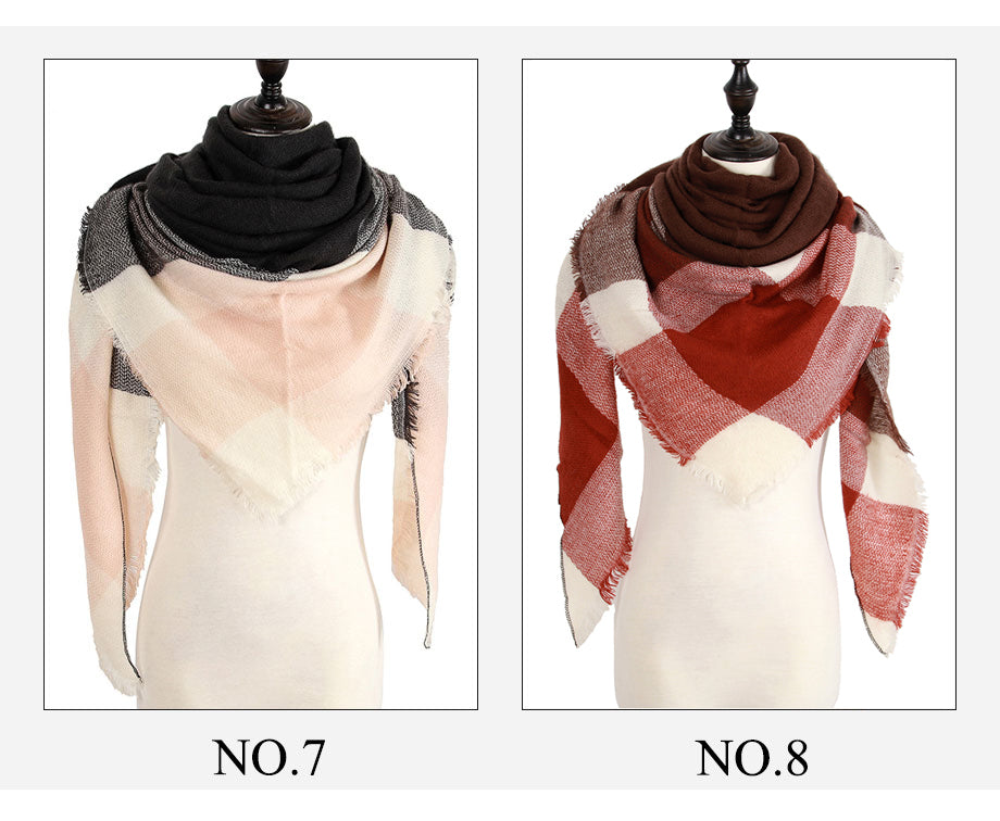 Plaid Pashmina Shawls Cashmere & Wool Scarves For Women