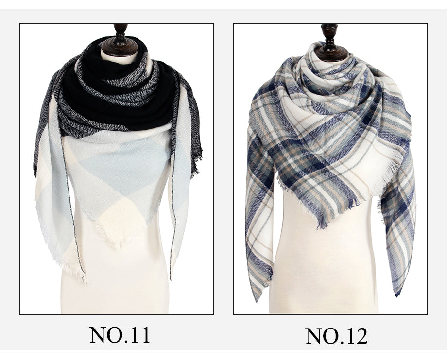 Plaid Pashmina Shawls Cashmere & Wool Scarves For Women