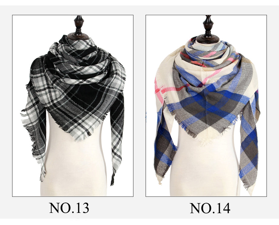 Plaid Pashmina Shawls Cashmere & Wool Scarves For Women