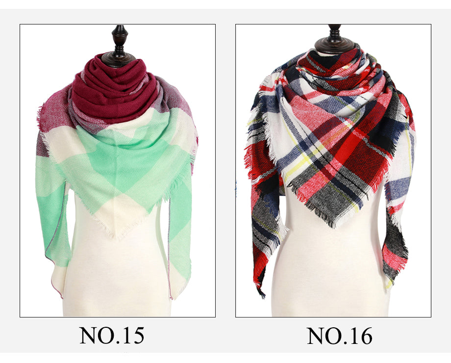 Plaid Pashmina Shawls Cashmere & Wool Scarves For Women