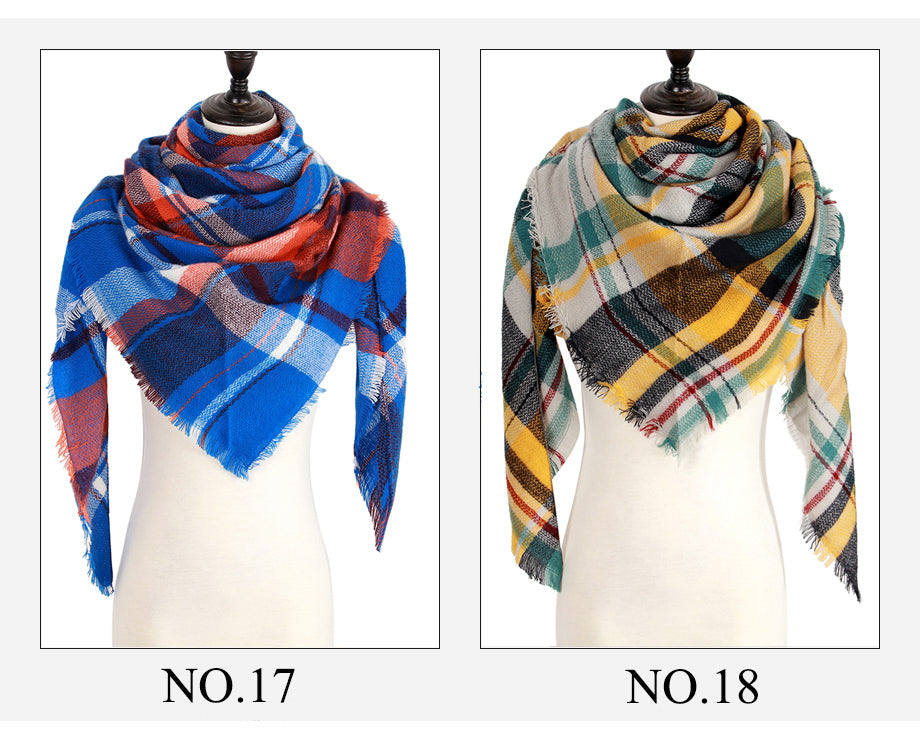 Plaid Pashmina Shawls Cashmere & Wool Scarves For Women