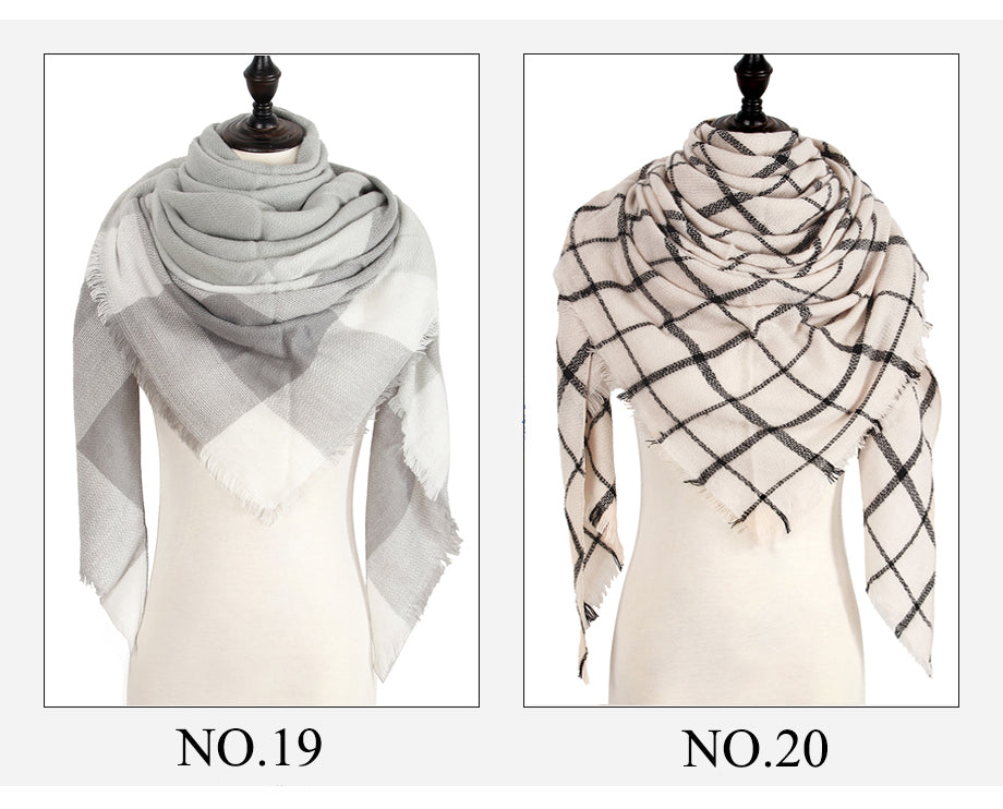 Plaid Pashmina Shawls Cashmere & Wool Scarves For Women