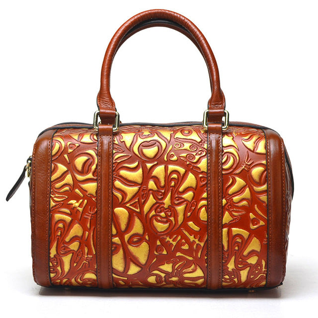 Genuine Leather Top Quality Tote Printed Handbag bws