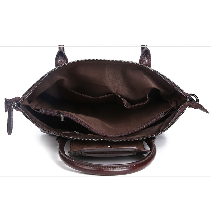 Luxury Genuine Leather Embossed Printed Designer Tote Handbag For Women bws