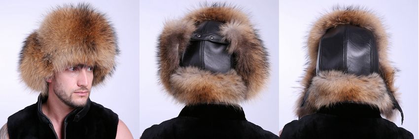 Russian Bomber Leather Fur Winter Hats For Men