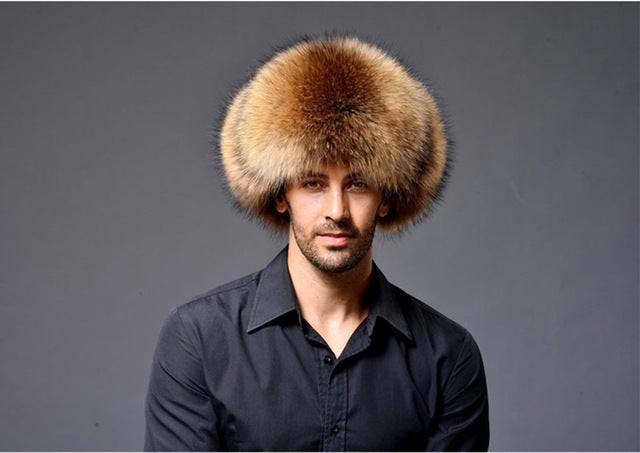 Genuine Leather Real Fox Fur Winter Bomber Hats For Men