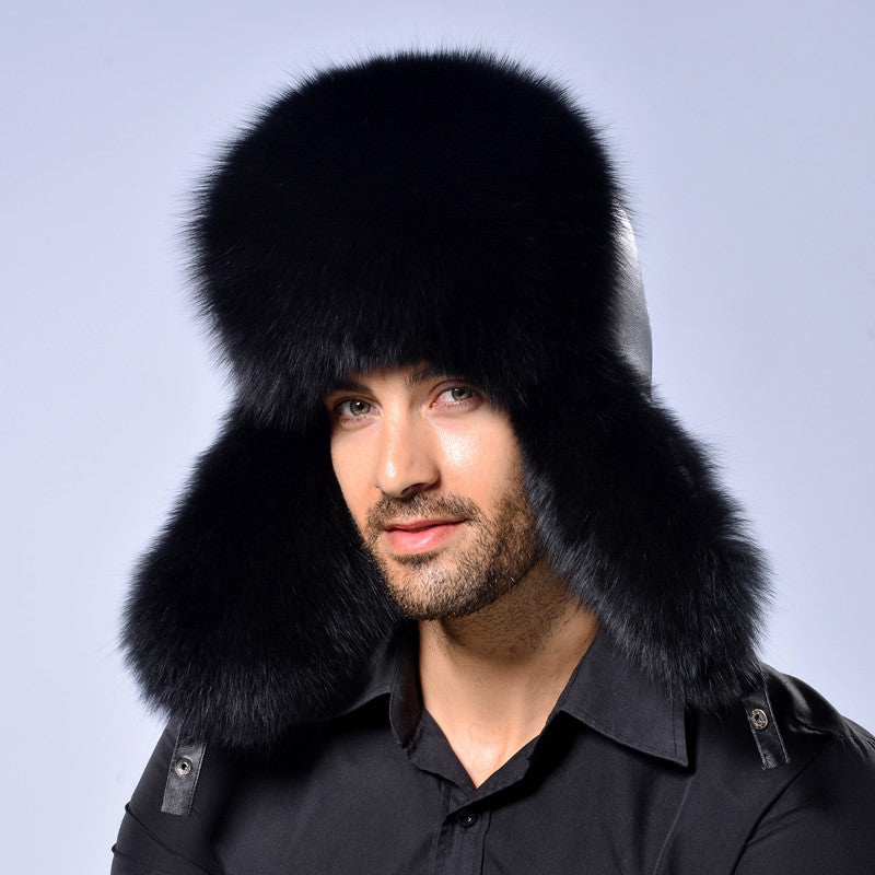 Genuine Leather Real Fox Fur Winter Bomber Hats For Men