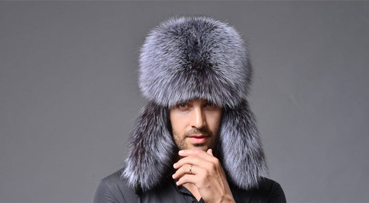 Genuine Leather Real Fox Fur Winter Bomber Hats For Men