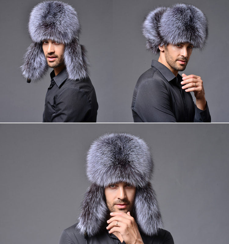 Genuine Leather Real Fox Fur Winter Bomber Hats For Men